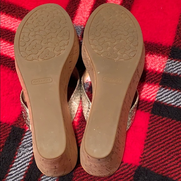 Coach Jorgina embossed wedge cork thong sandals 7 - Picture 6 of 7